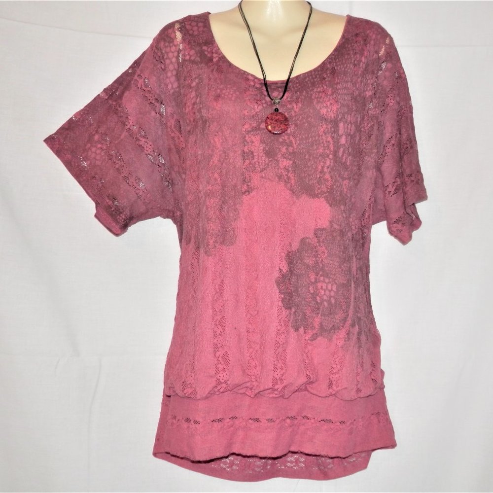 Maurices 2X Mauve Stretch Lace Lined Top H569